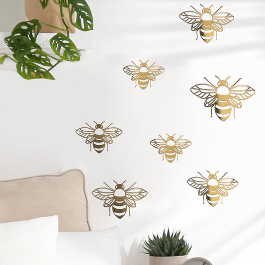 24Pcs Shiny Wall Stickers Hollow Bee Stickers for Home Decoration -Gold