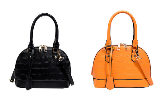 2Pcs Crossbody Bags For Women Vegan PU Leather Purses Handbag-Black And Orange