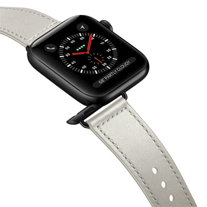 Genuine Leather Watch Band Compatible with Apple Watch 38/40mm-Grey