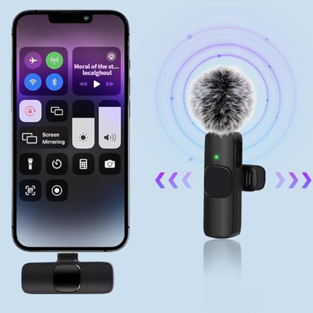 2-in-1 Wireless Lavalier Microphone Video Audio Recording Mic for Live Vlog Recording