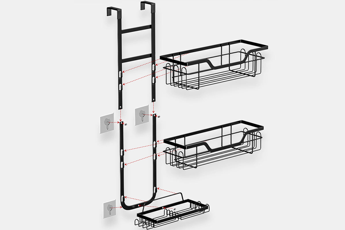 Over The Door Shower Caddy Bathroom Hanging Organizer Shampoo Holder Soap Holder