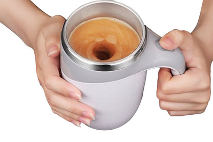 Stainless Automatic Magnetic Stirring Coffee Cup For Coffee Milk Home Office Travel-White