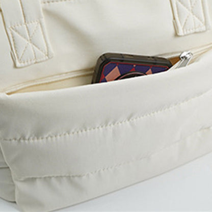 Puffer Tote Bag Quilted Puffy Handbag Lightweight Satchel Bag Beige