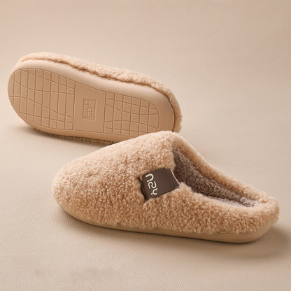 Women's Fuzzy Slip-on Slippers Comfy Lightweight House Scuff Slippers Closed Toe-Khaki