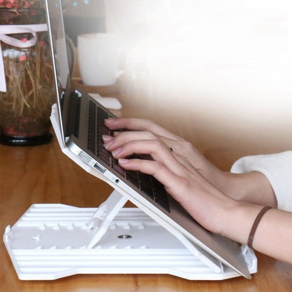 2 in 1 Adjustable Laptop Stand with Phone Holder Foldable Cooling Computer Stand White