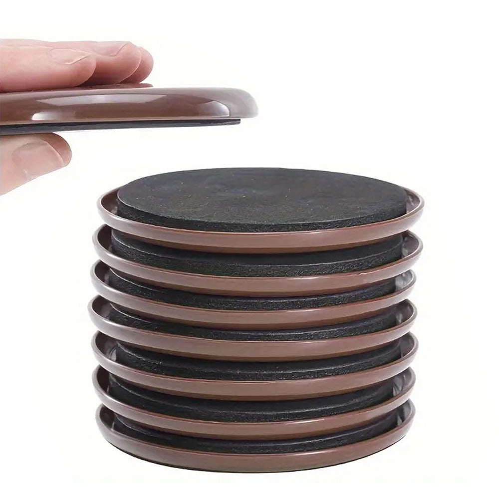 8 Piece Furniture Sliders Reusable Pads for Hardwood Floors and Carpet -Brown