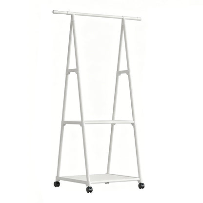 Free Standing Clothes Rack with Wheels and Shelf-White