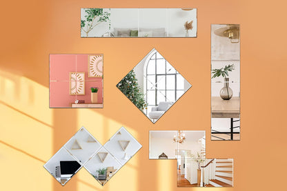 4Pcs Square Self Adhesive Thick Glass Mirror Tiles Wall Stickers