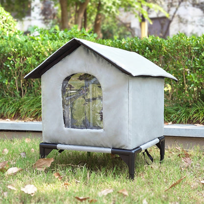 Cat House Indoor Outdoor Water Resistant Insulated Shelter for Small to Medium Cats-Grey