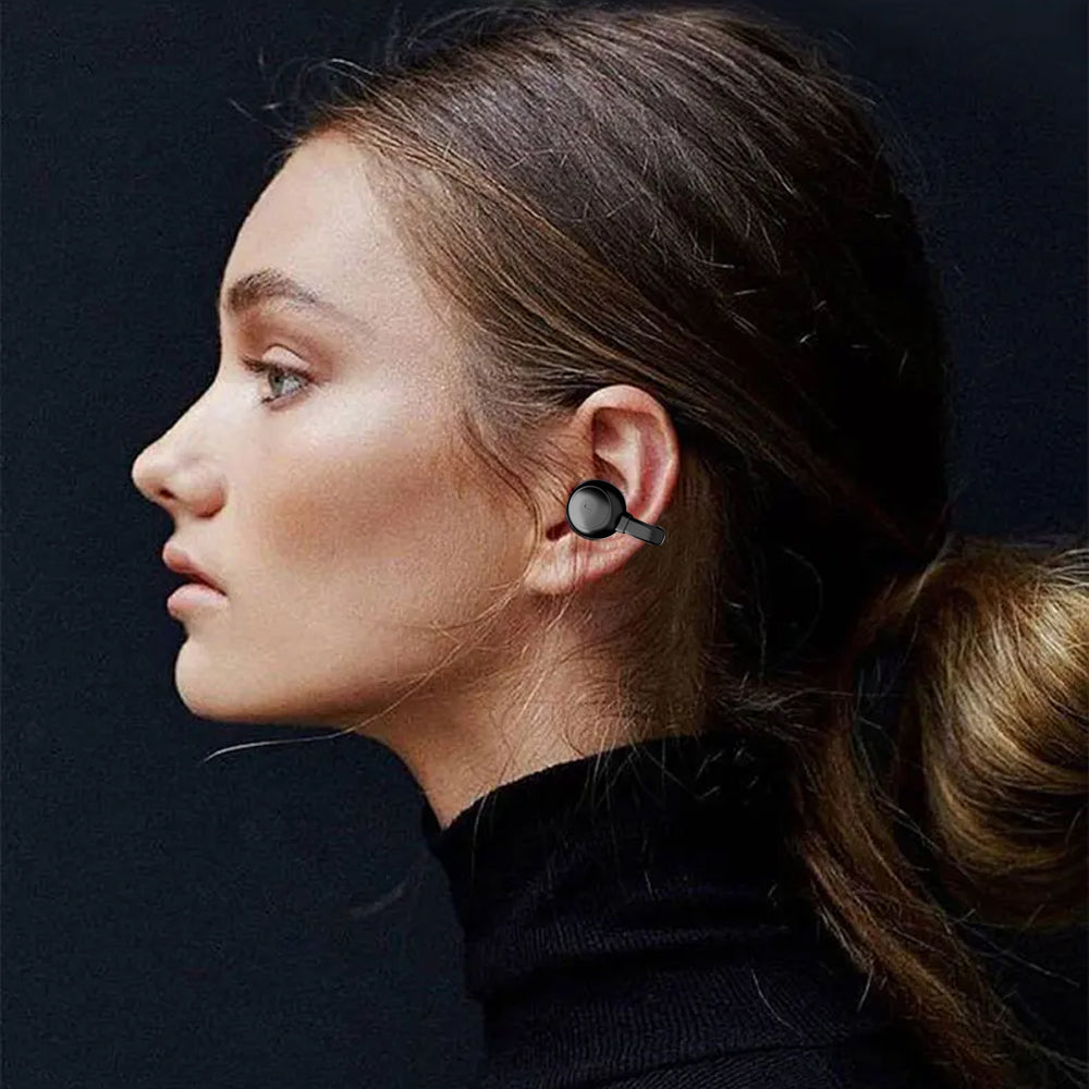 Bluetooth 5.3 Ear Clip Headphones Wireless Sports Earbuds with LED Display Charging Case Black
