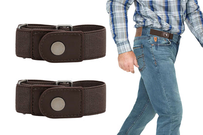 2 Piece Elastic Side Buckle Belt - Coffee