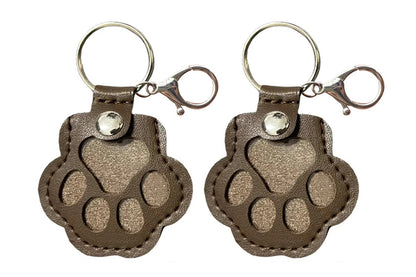 2PCS Pet Paw Shaped Key Chain Pet Fur Key Chain Pet Memorial Gift Key Ring-Brown