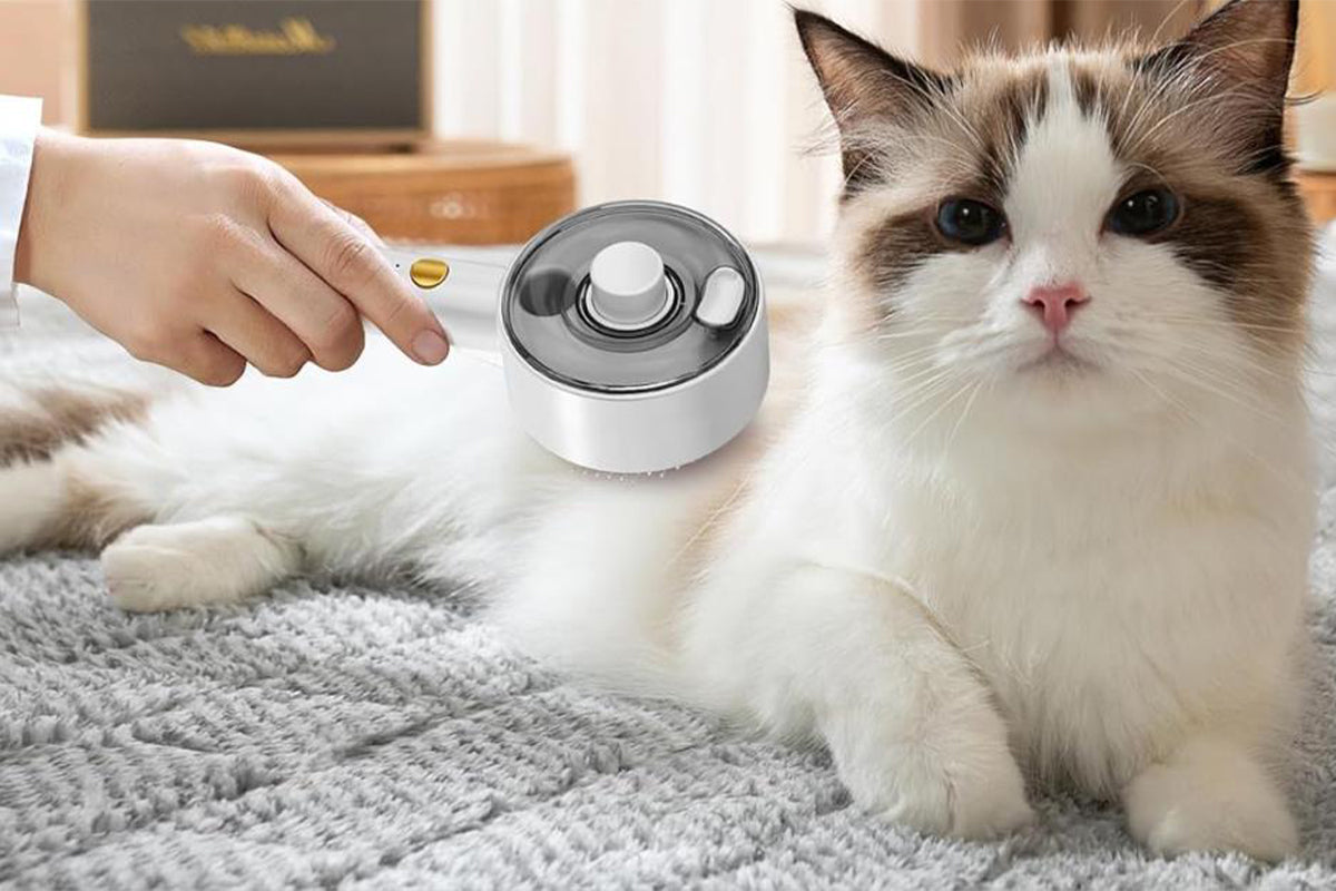 Cat Steam Brush Spray Comb UV Sterilization Cat Hair Crush for Long Short Hair Pets -Pink