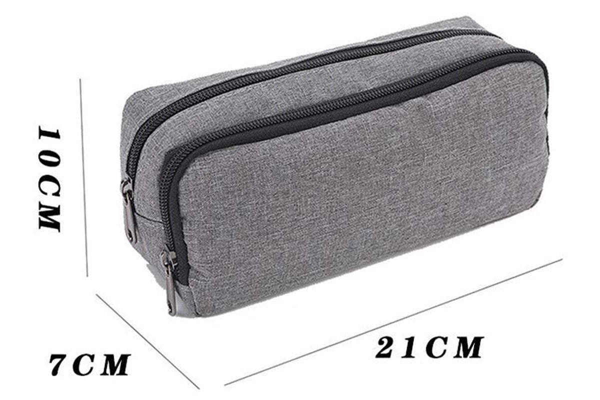 Large Capacity Pencil Case Pen Bag Organizer School Office Cosmetic Stationery Storage -Grey