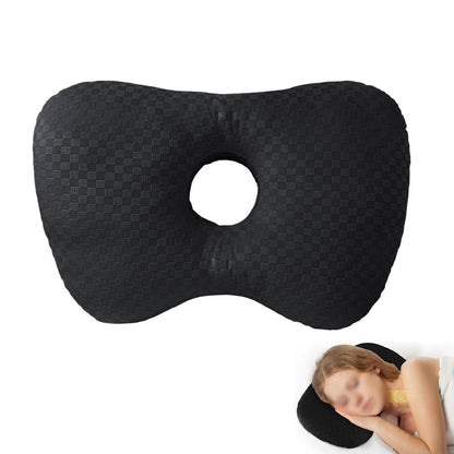 Ear Pillow for Side Sleepers with Hole-Black