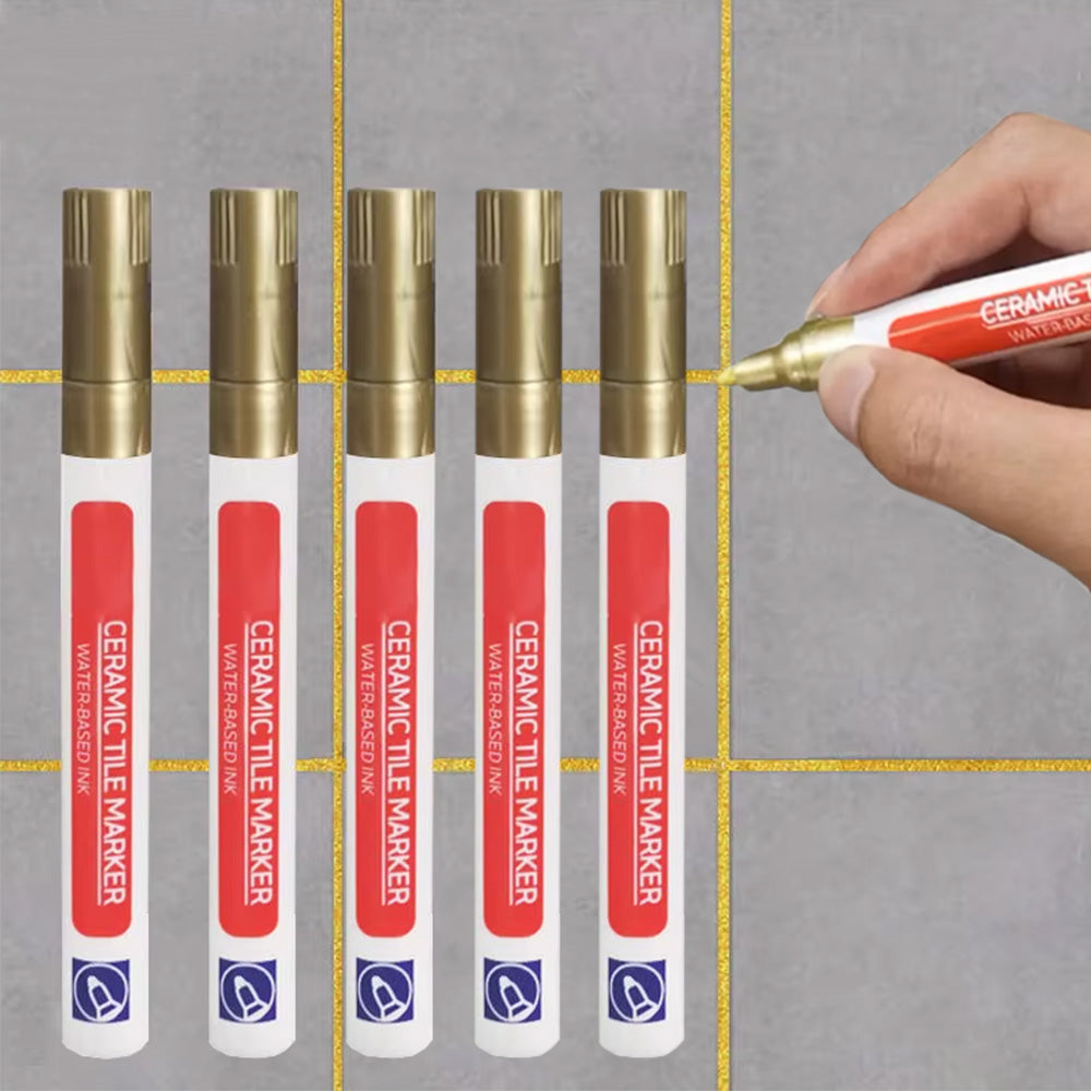 5Pcs Set Fast Drying Grout Tile Repair Pens Waterproof Floor Wall Gap Color Repair Tool Gold