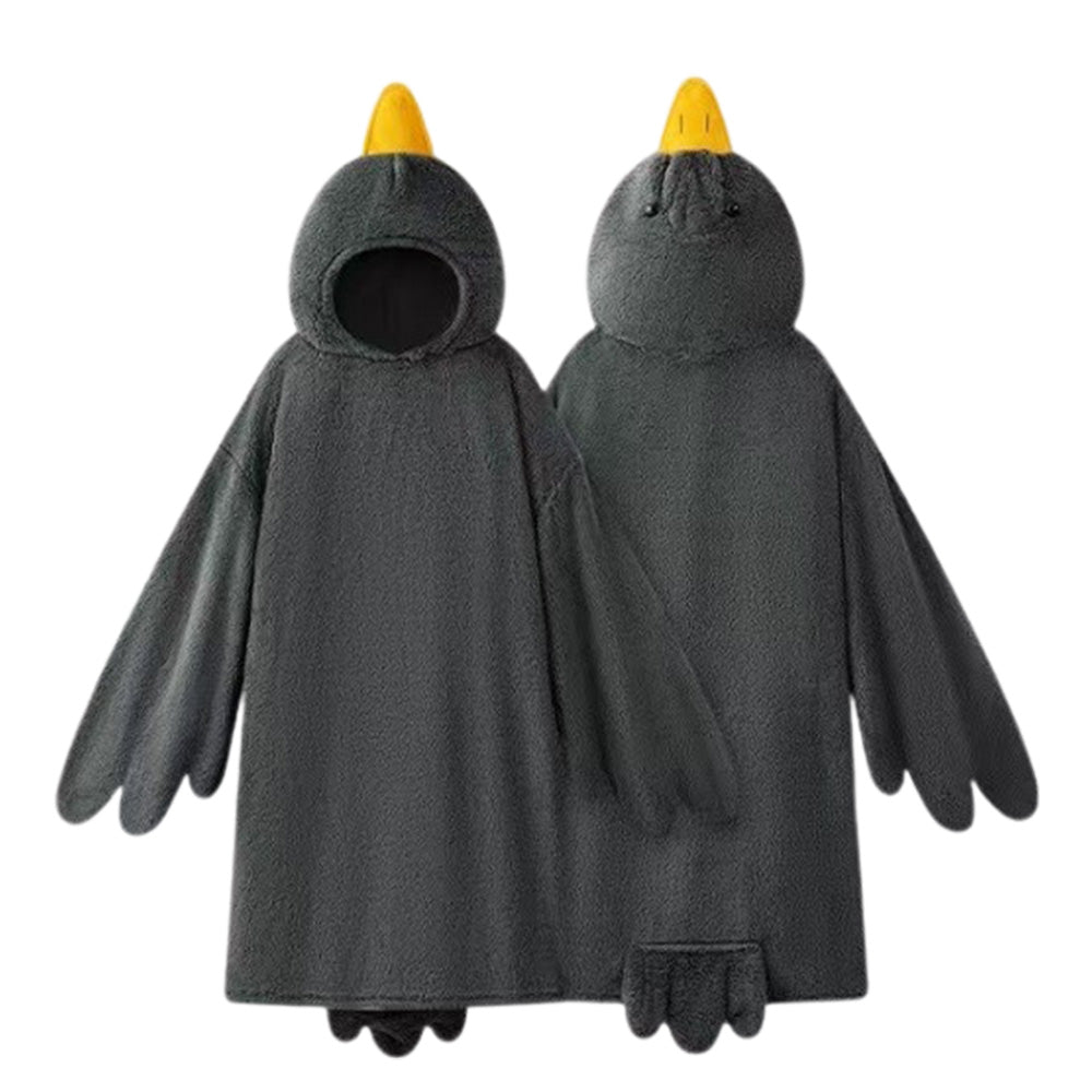 Oversized Cartoon Goose Hoodied Blanket Fleece Onesie - Grey