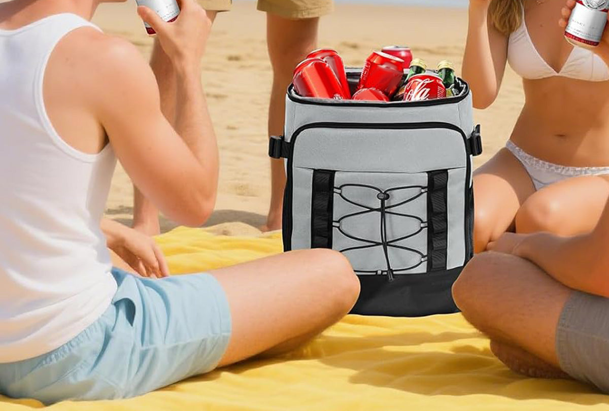 25L Insulated Cooler Backpack Freshness Preservation Backpack For Beach -Grey