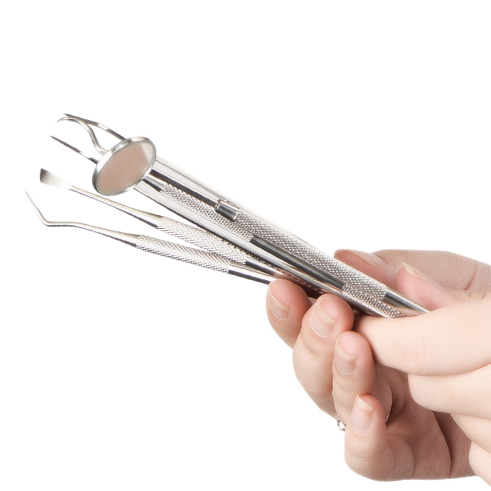 Professional Dental Tool Kit 6 Piece Stainless Steel Oral Care Set Black