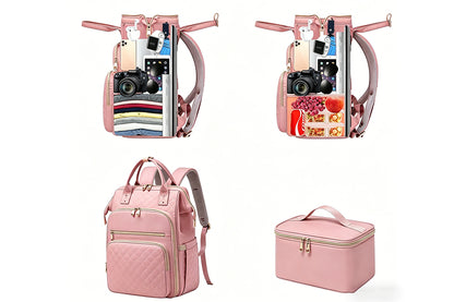 2-in-1 Laptop Lunch Backpack - Pink