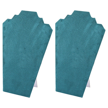 2Pcs Foldable Flannel Necklace Jewelry Bust Display Stands-Dark Green