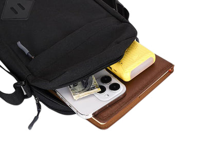 Men's Oxford Crossbody Shoulder Bag with Adjustable Strap and Multi-Pocket Messenger Design-Black