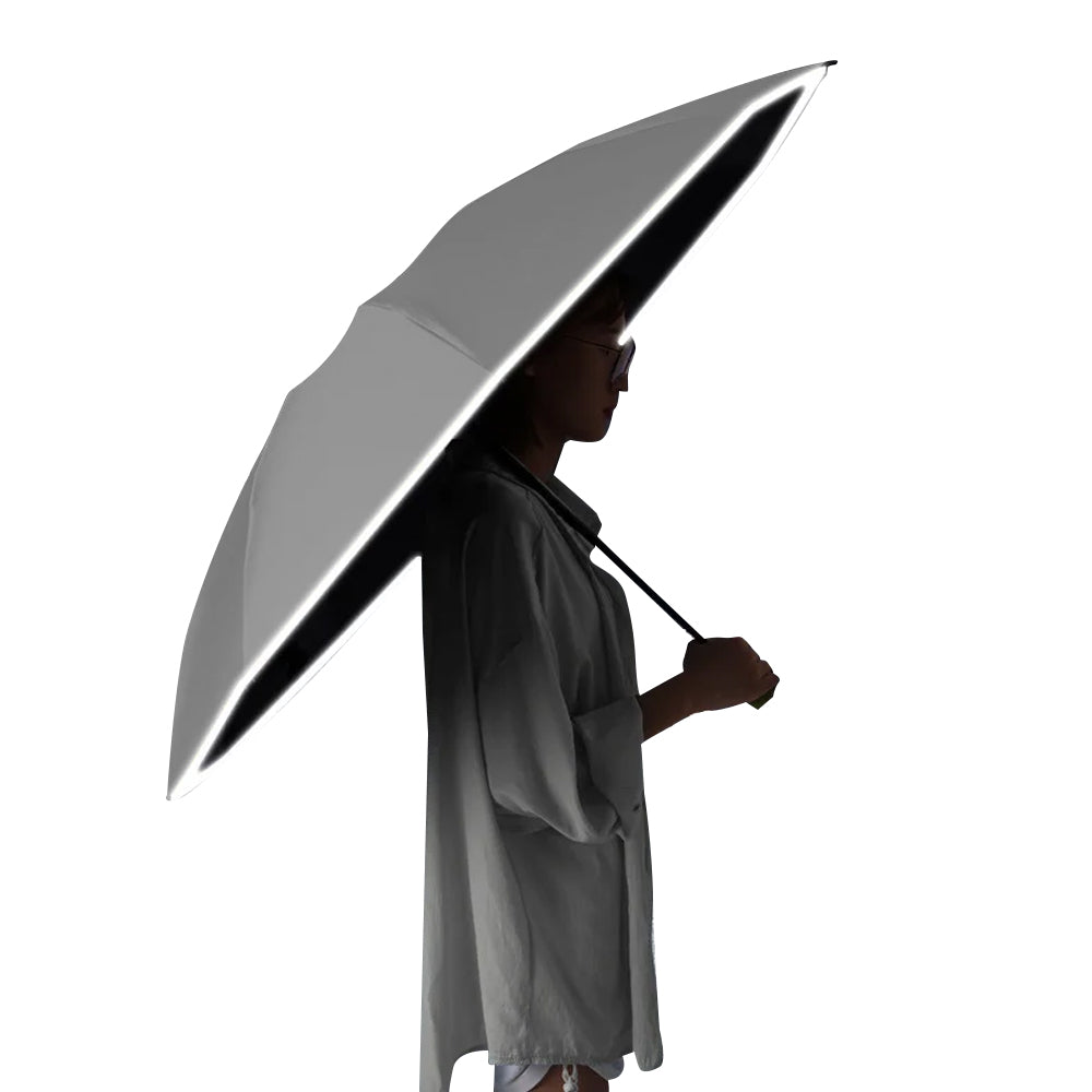 Automatic Folding Umbrella Inverted Umbrella Reverse Umbrella UV Protection Sun Umbrella with Safe Reflective Stripe Grey