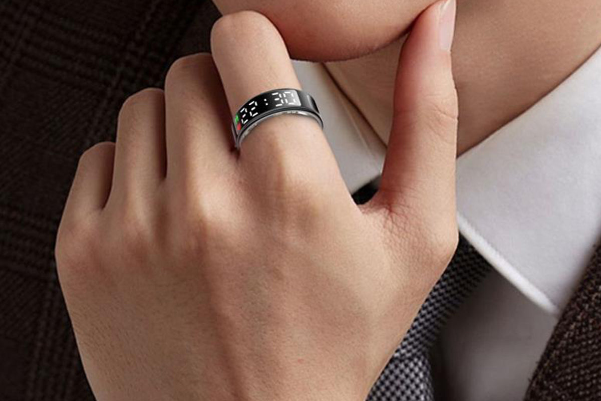 Smart Ring Health Ring Fitness Tracker Ring for Heart Rate Blood Oxygen-Black