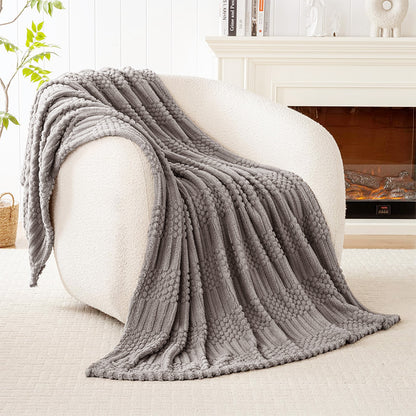 Soft Fluffy Fleece Throw Blanket for Sofa Couch Bed Living Room All Season Cozy-Grey