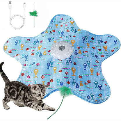 Interactive Cat Toy with Hide and Seek Feather-Blue