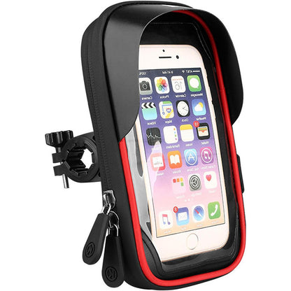 Waterproof Bike Phone Holder Fully Enclosed Touch Sensitive Bike Handlebar Phone Mount-Red