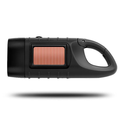 Hand Crank Solar Powered Emergency LED Flashlight ââ‚?Rechargeable Light Black