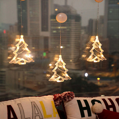2PCS Christmas String Lights Hanging Window Indoor Outdoor Lights with Suction Cup for Xmas Party Decoration -Christmas tree