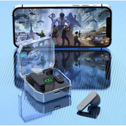 TWS Wireless Headphones Transparent LED Display Earbuds Wireless Bluetooth Headset Fone Earphones-Black