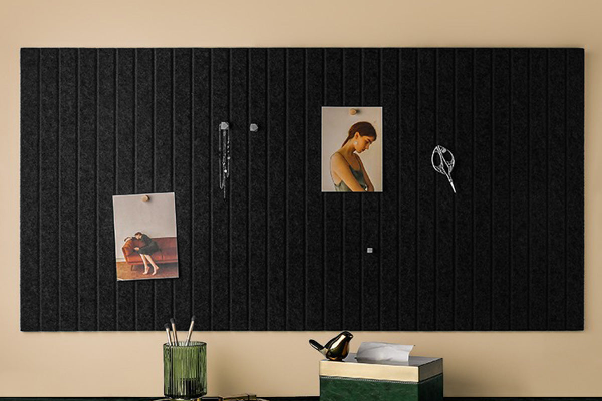 Felt Wall Tiles Self Adhesive Felt Bulletin Board Tiles Push Pin Organizer Board -Black