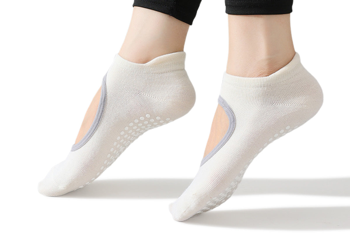4 Piece Non Slip Pilates Socks for Yoga Barre
