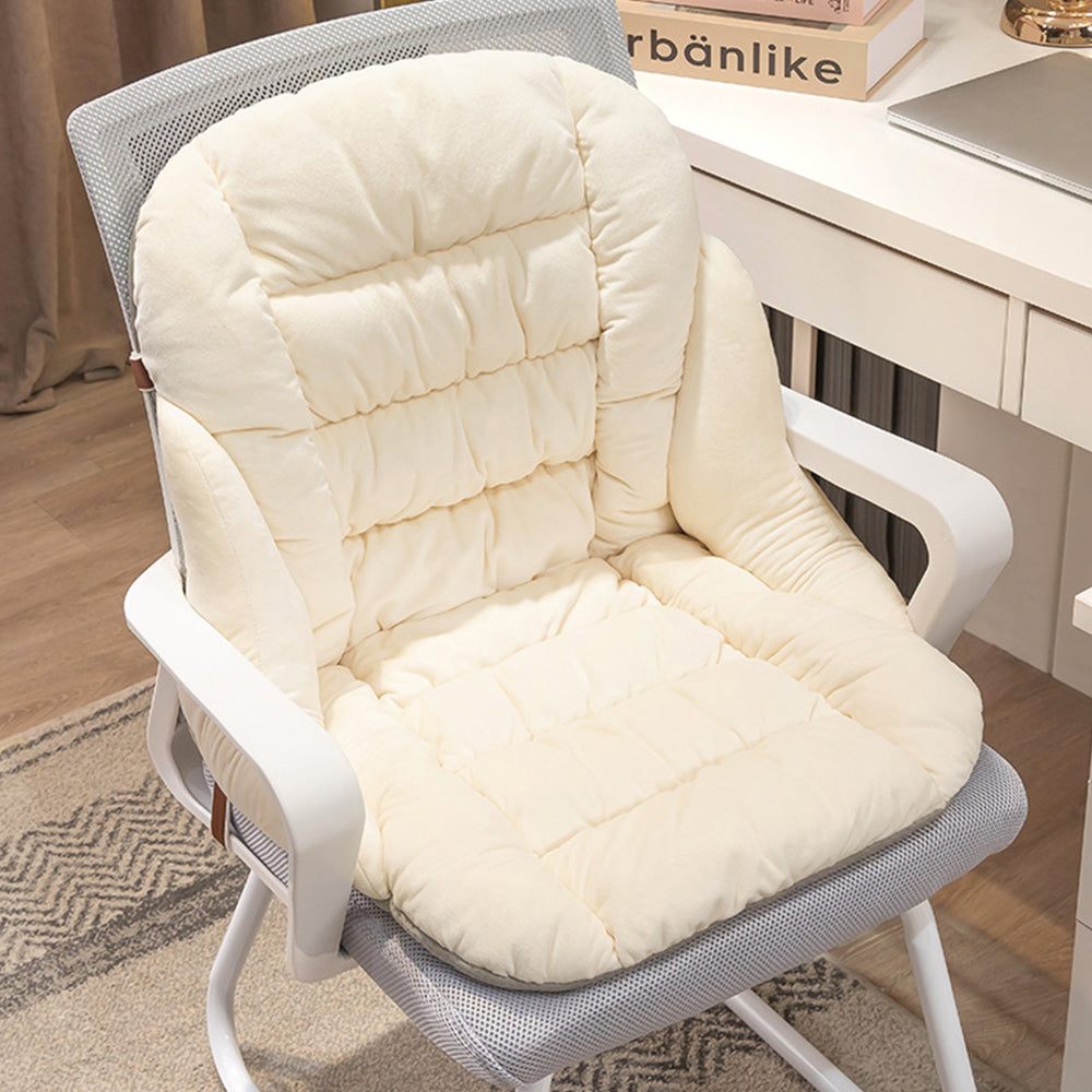 Backrest Seat Cushion with Ties High Back Seat Chair Pad for Office Gaming Chair Beige