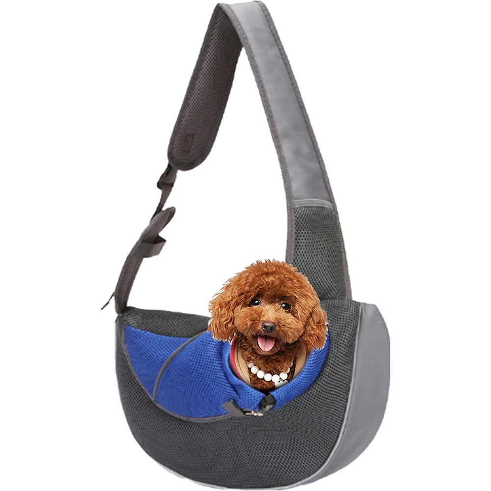Pet Carrier Sling Mesh Backpack Travel Bag for Dogs & Cats Blue