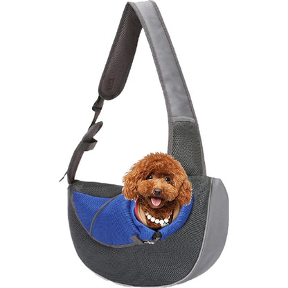 Pet Carrier Sling Mesh Backpack Travel Bag for Dogs & Cats Blue