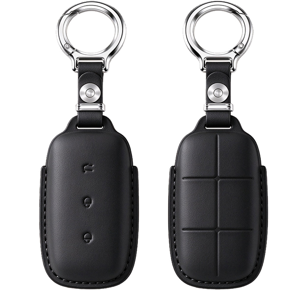 Leather Key Fob Cover Fit for Geely Galaxy E5 EX5 - Black