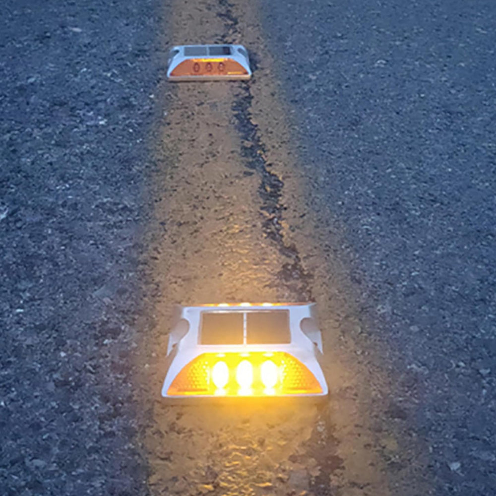 4 Piece Solar Deck Lights for Roadway Driveway - Yellow