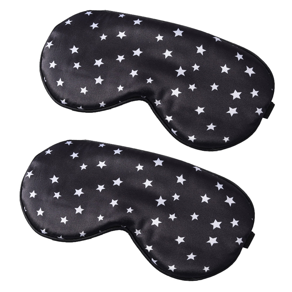 2pcs Silk Travel Sleeping Mask Pure Mulberry with Adjustable Strap Silk Eyepatch Mask -Black