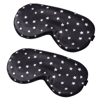 2pcs Silk Travel Sleeping Mask Pure Mulberry with Adjustable Strap Silk Eyepatch Mask -Black