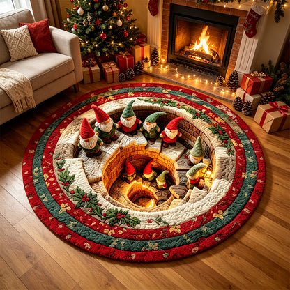 3D Quilted Christmas Polyester Velvet Floor Mat - Gnome