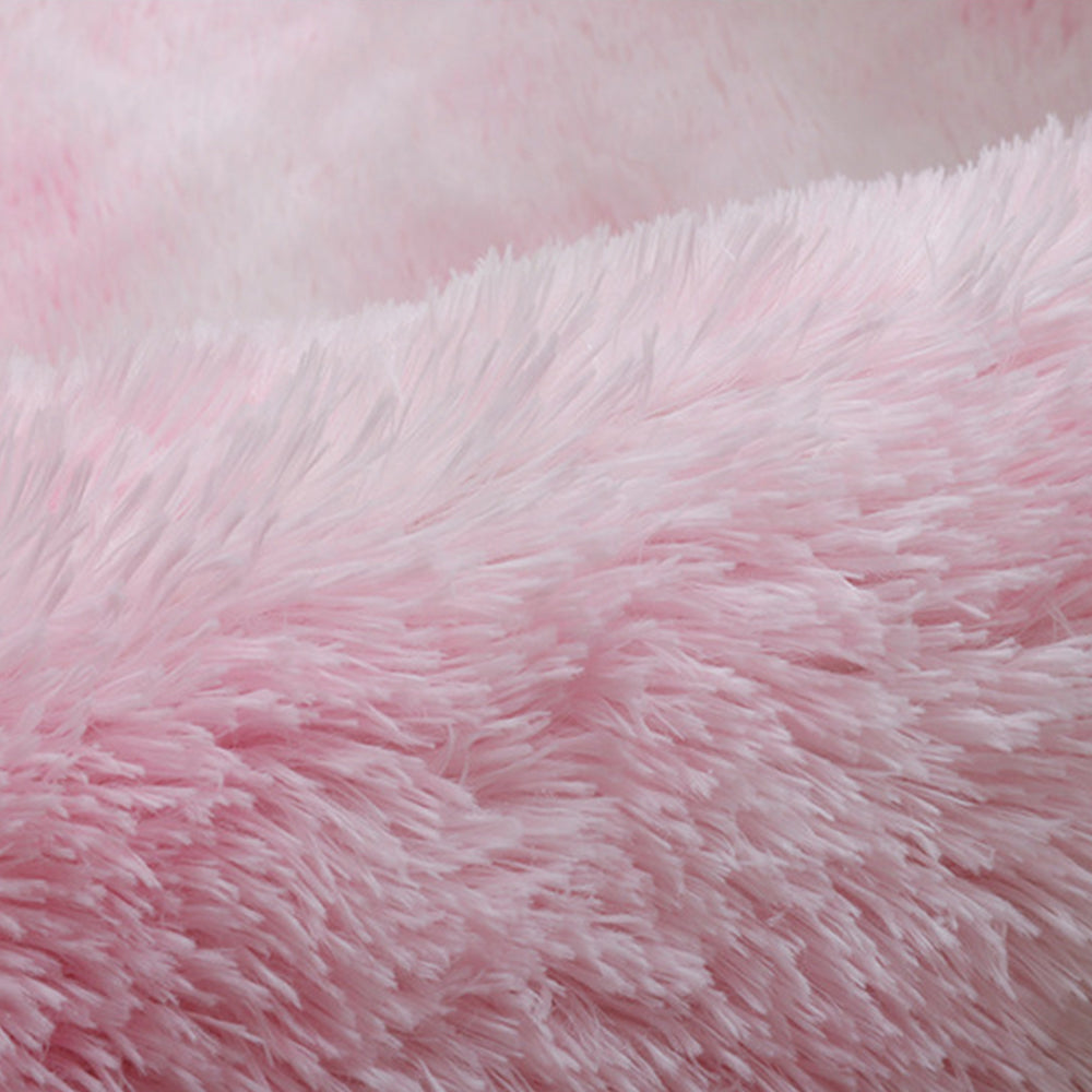 Round Plush Area Rug-Pink