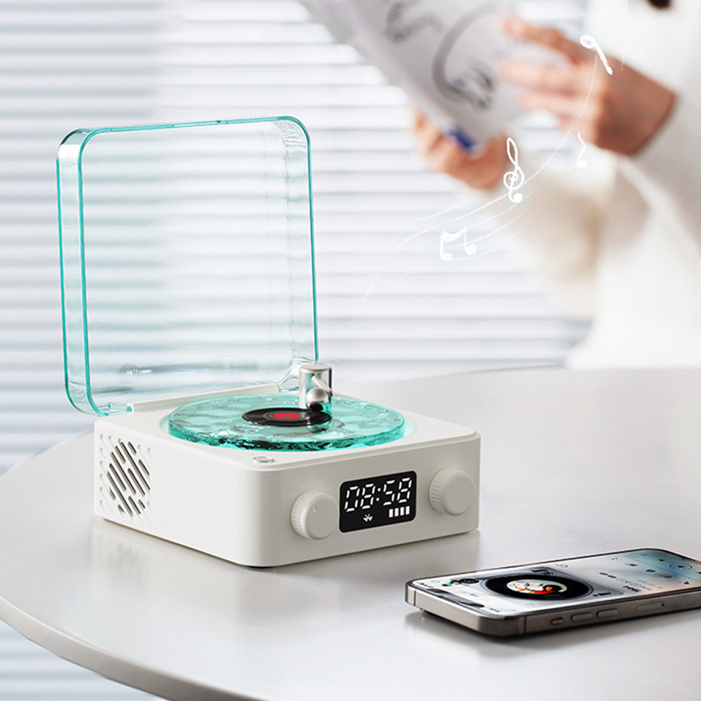 Wireless Waves Vinyl Player Mini Bluetooth Speaker Vinyl Record Player White