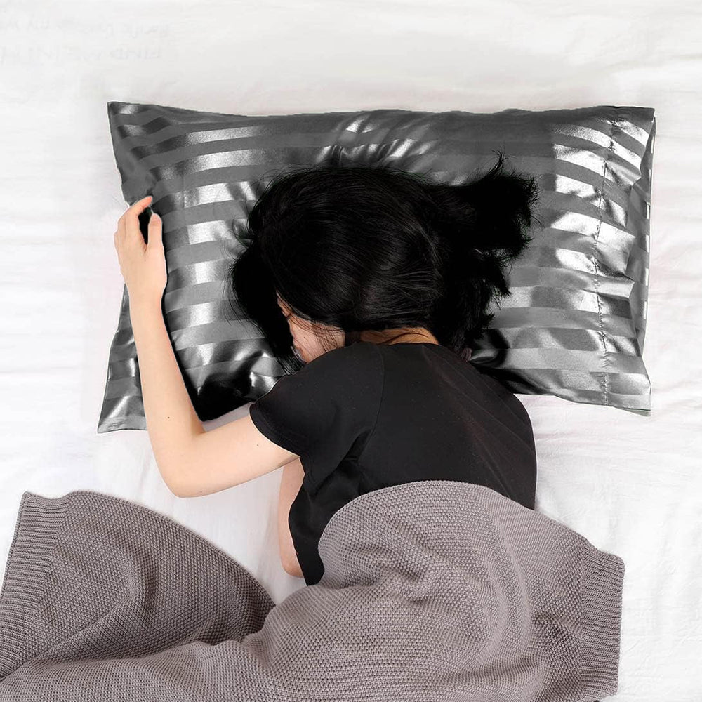 51x76cm Smooth Satin Pillowcase Solid Color Soft Bedding Pillow Cover Grey