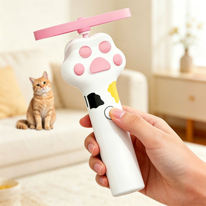 Cat Toy Disc Launcher Cat Fetch Toy UFO Flyer Cat Disc Launcher with Lights-White
