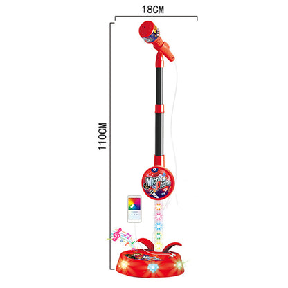 Karaoke Microphone Toy with Stand and Flashing Lights - Red
