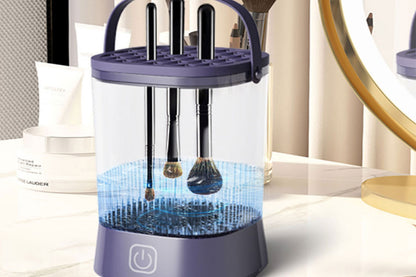 Water-Resistant Electric Makeup Brush Cleaner Automatic Brush Cleaner Dryer Tool-Purple